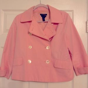 LAUREN BY RALPH LAUREN short trench in baby pink. Size M